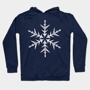 Minimalistic White Snowflake Hand Drawn Art Hoodie